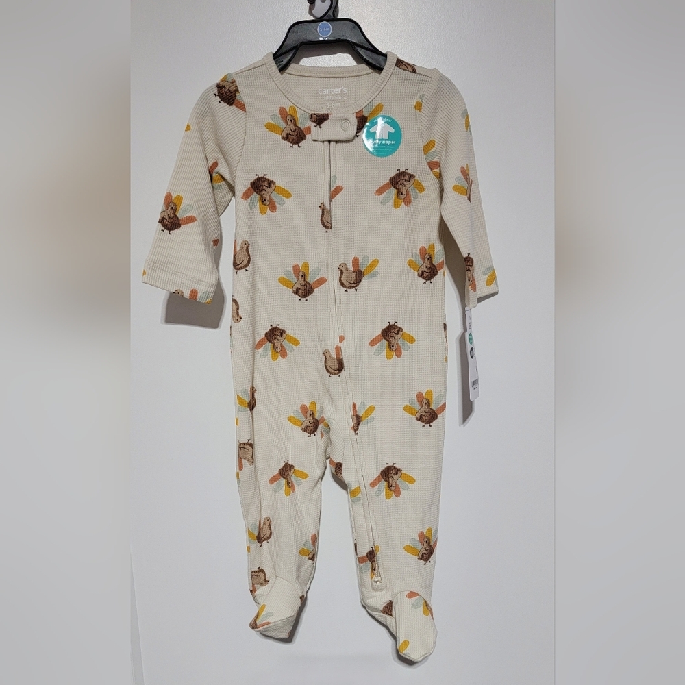 Adorable Turkey Print Baby One Piece Zip Up